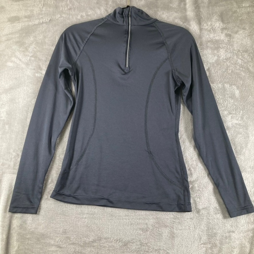Danskin Now Womens Greystone Quarter Zip Long Sleeve Athletic Top Small 4-6